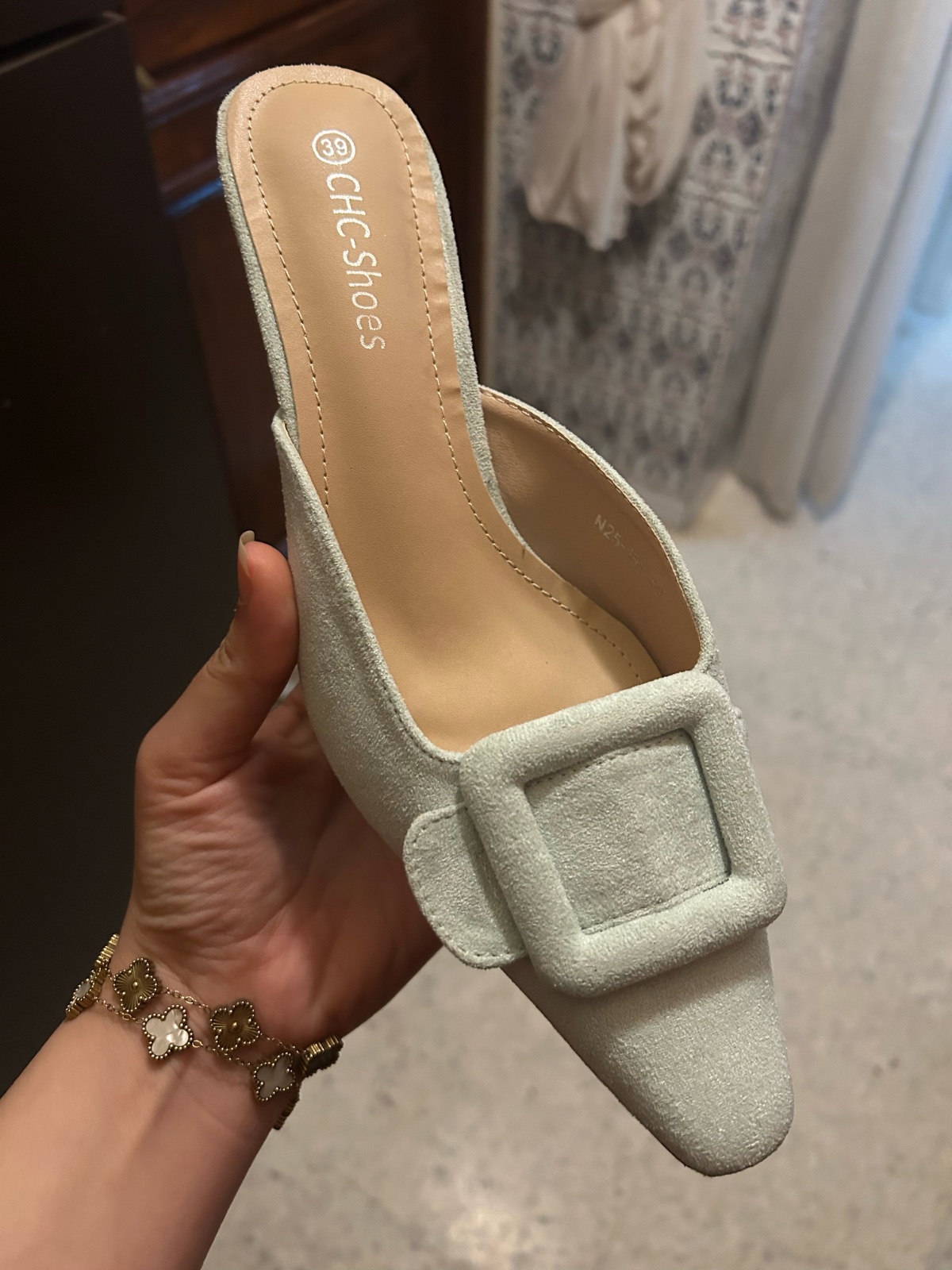 Mule daim vert claire