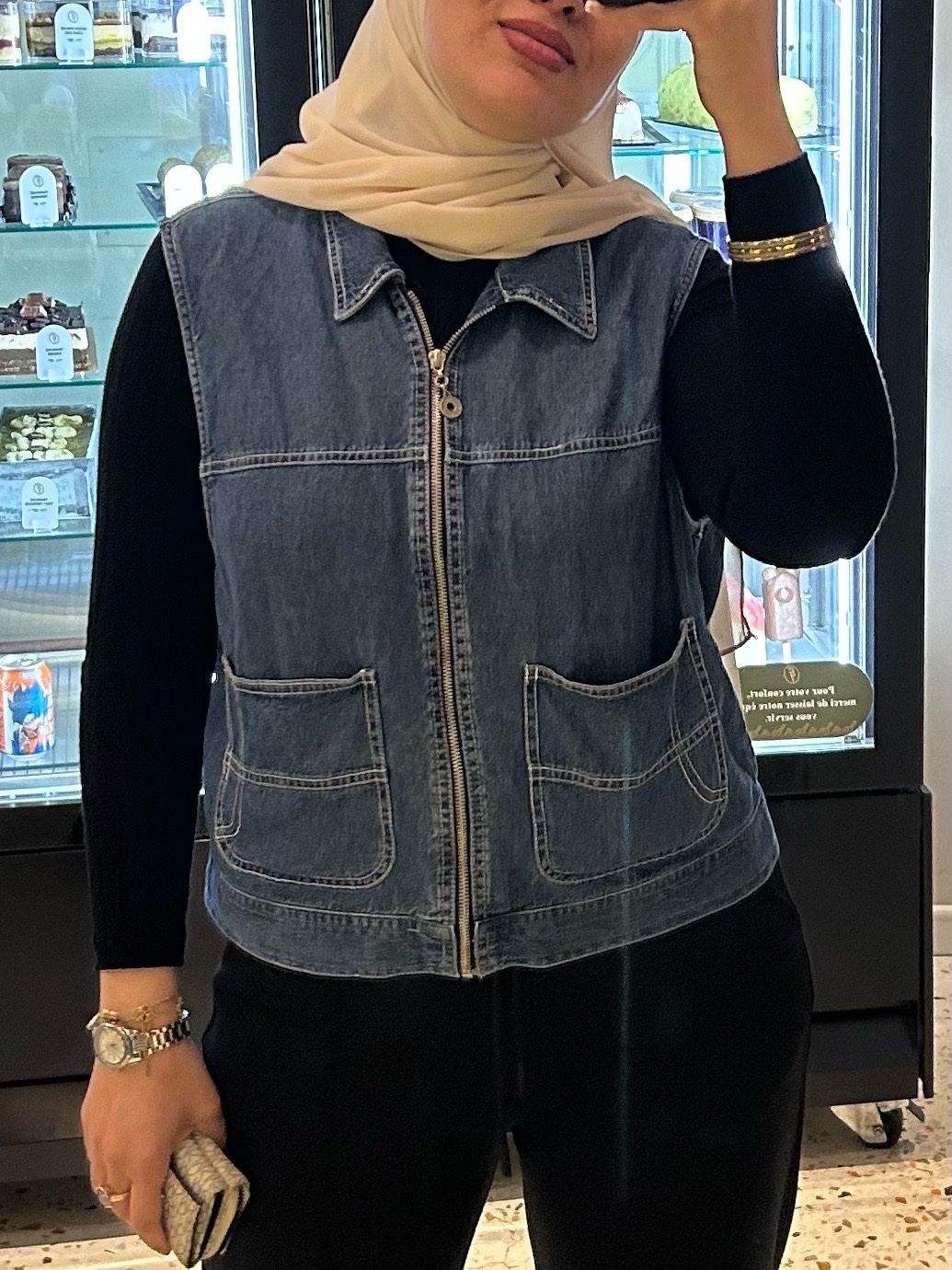 Veste jean sans manche