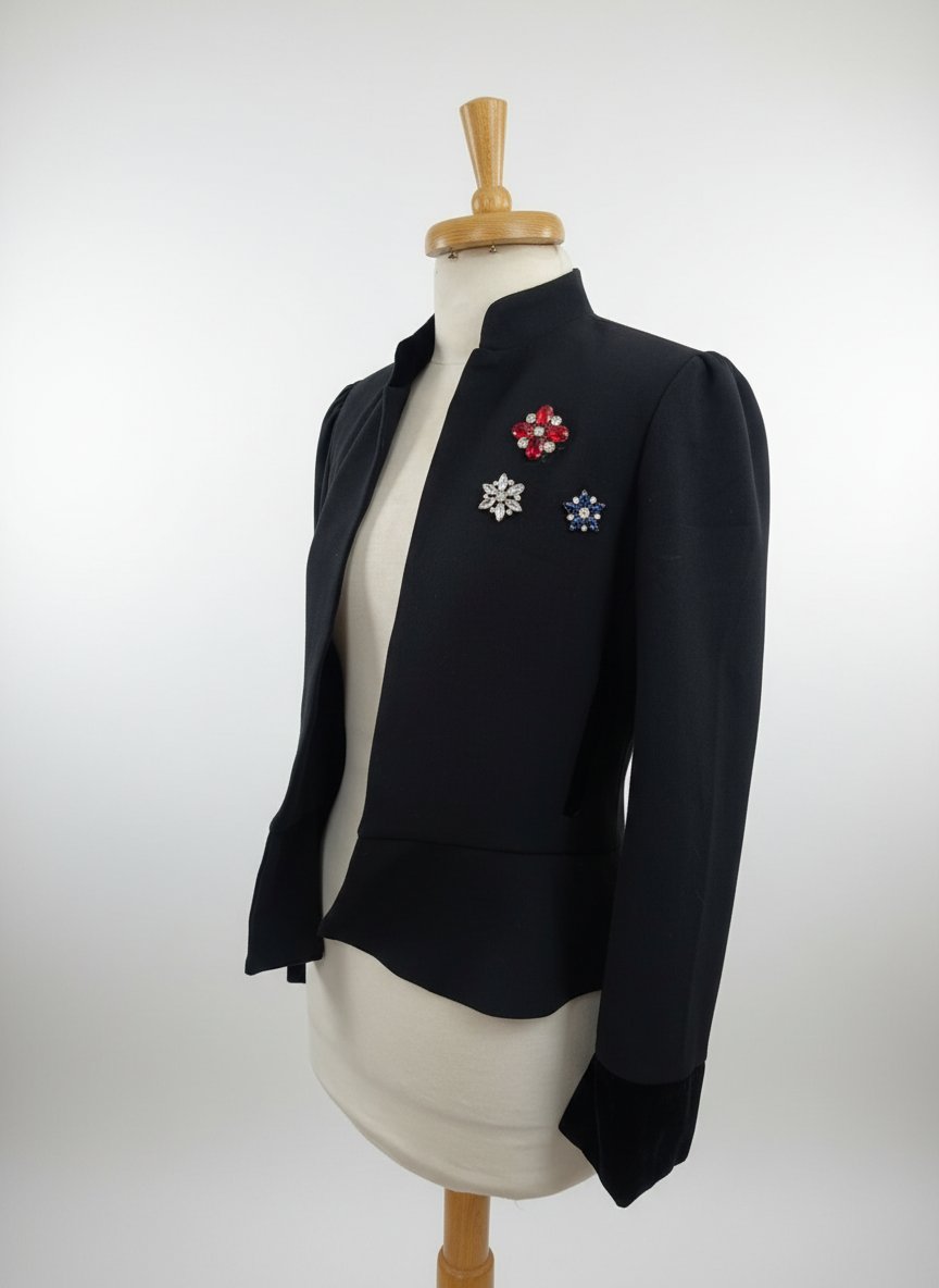 Veste habillée bordure en velour de soie 