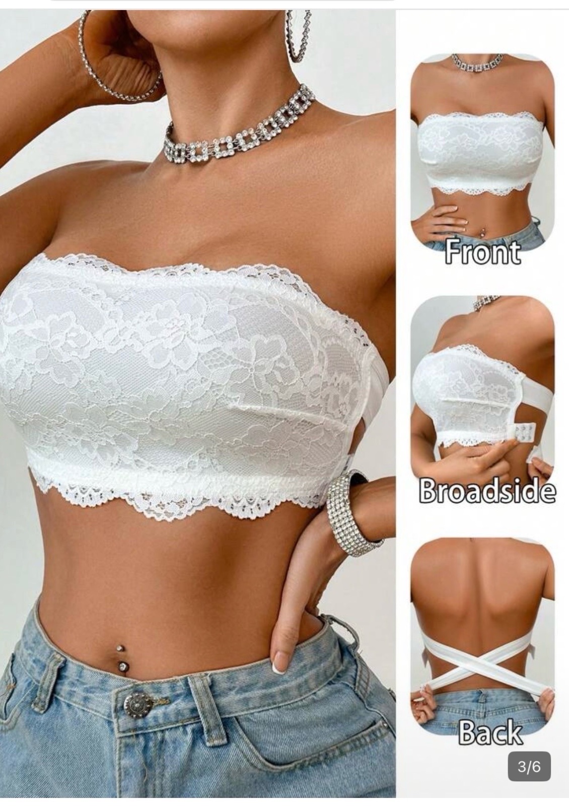 Brassière bandeau en dentelle