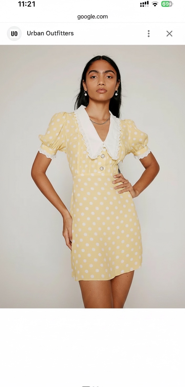 🌼 Robe jaune à pois – Style vintage chic- taille S et M au debut  🌼