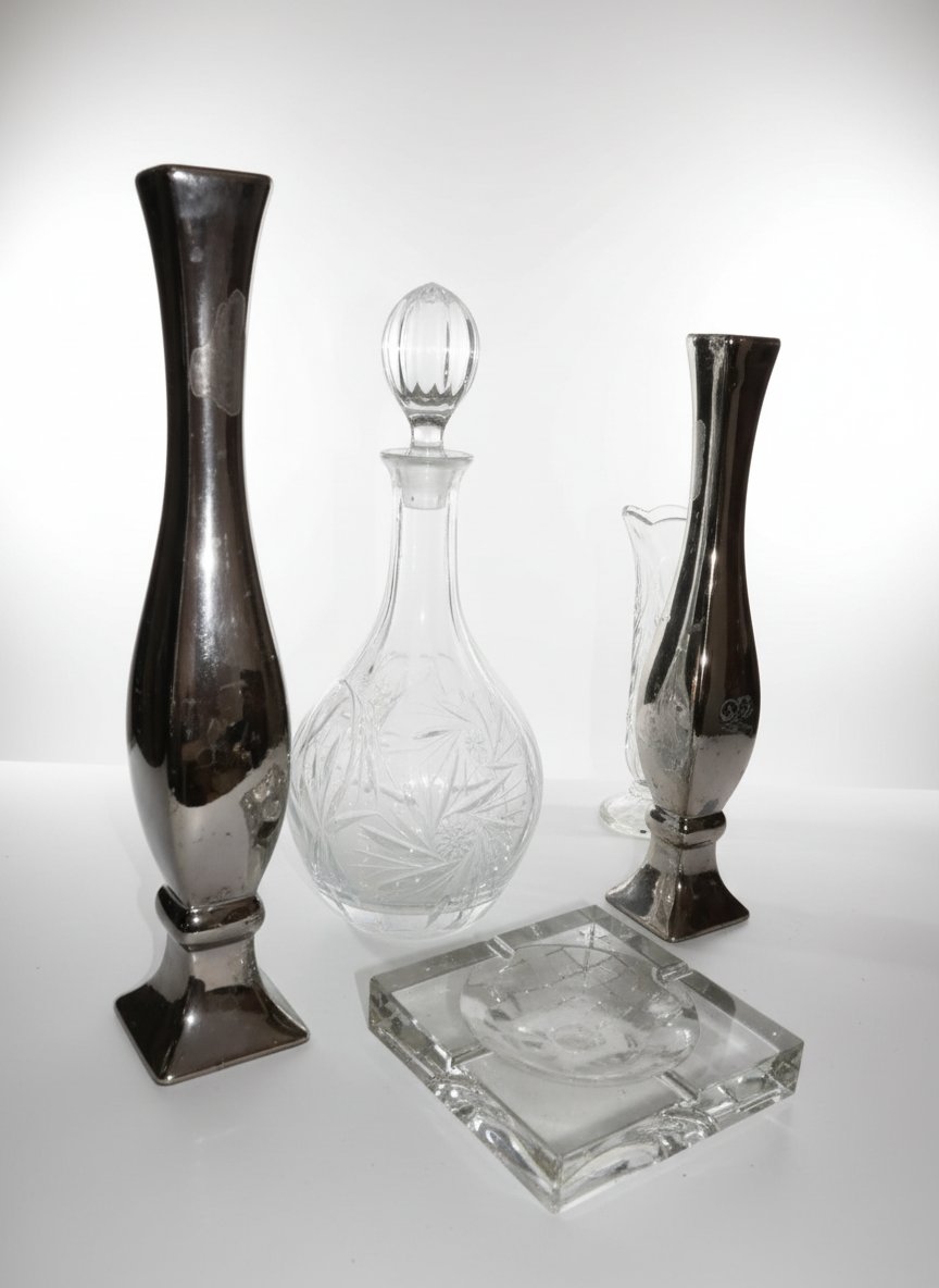 2 vases argentés en céramiques.