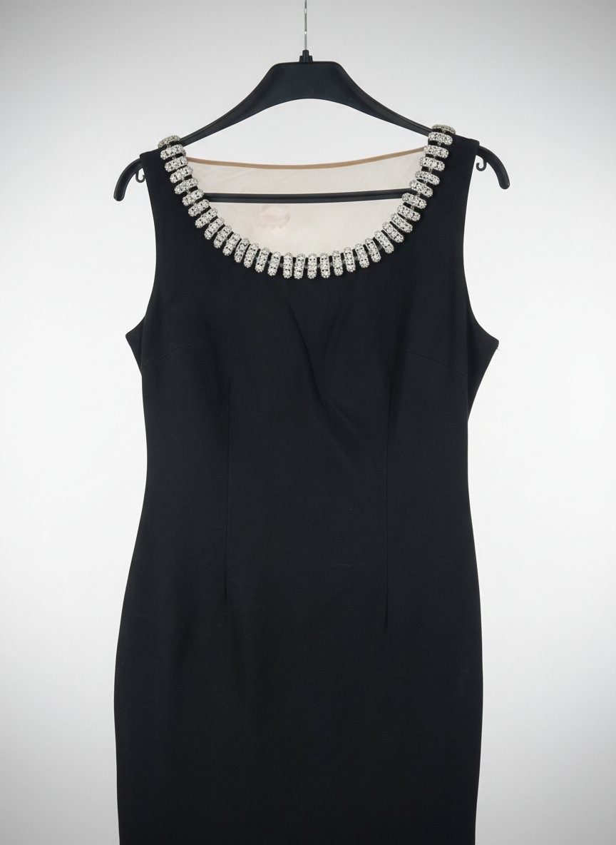 Somptueuse robe de soirée noire, sublimée par des cristaux Swarovski.