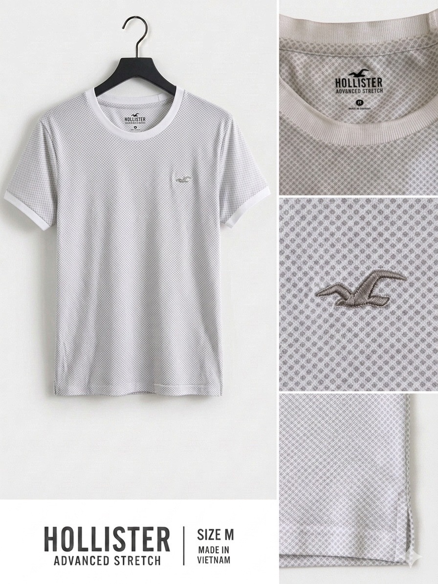 T-shirt Hollister Advanced Stretch blanc motif discret – Taille M