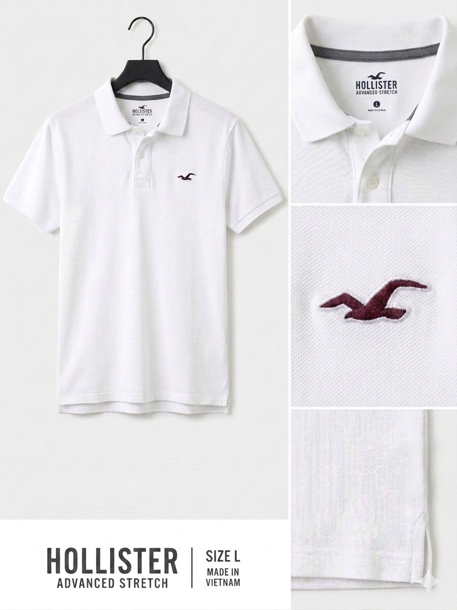 Polo Hollister blanc original – Taille L Très bon état