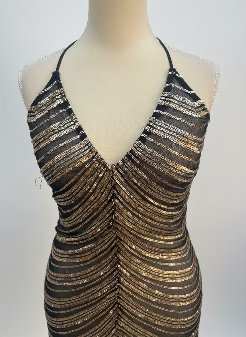 Robe soirée noir et doré