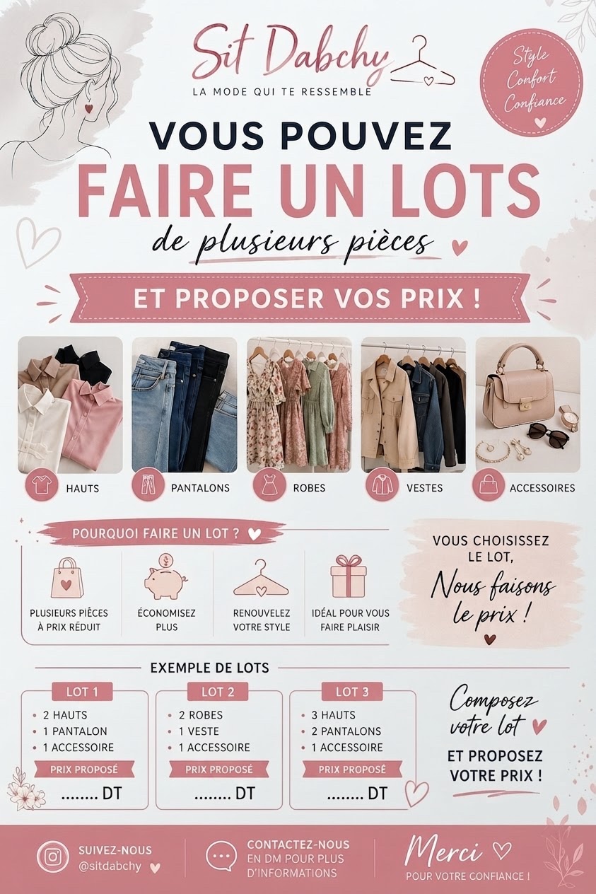 Profitez & composez votre lot les filles 💕 Choisissez plusieurs pièces et proposez votre prix ! ✨