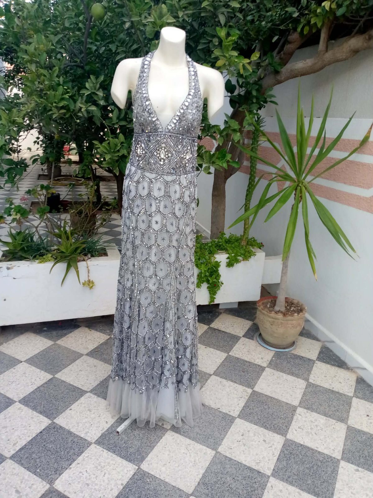 Robe soiré blanc et argent