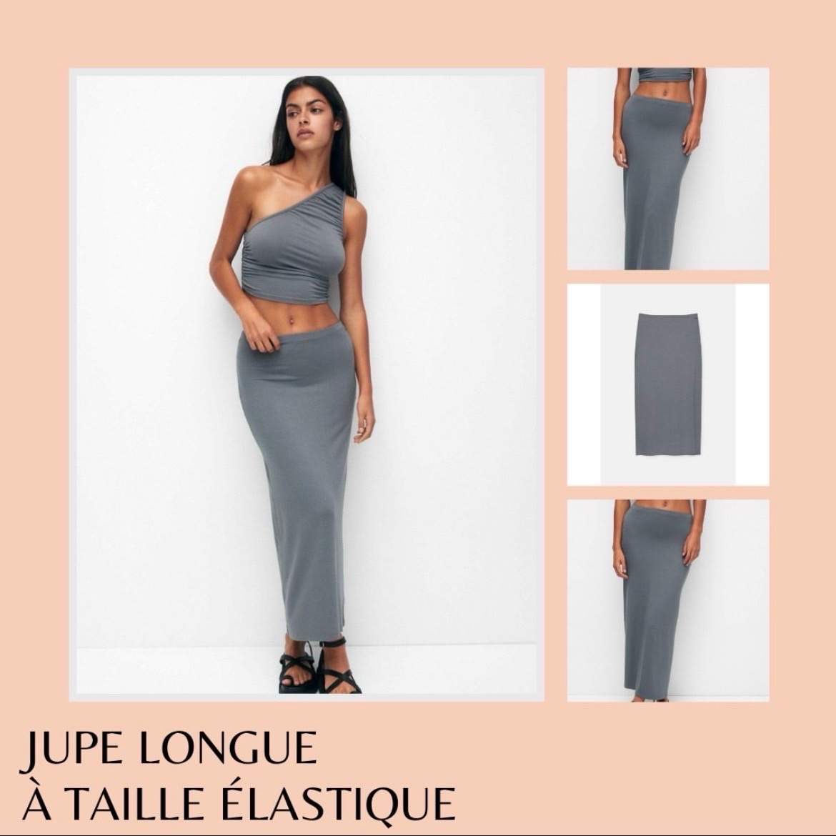 Jupe longue gris (pull and bear)