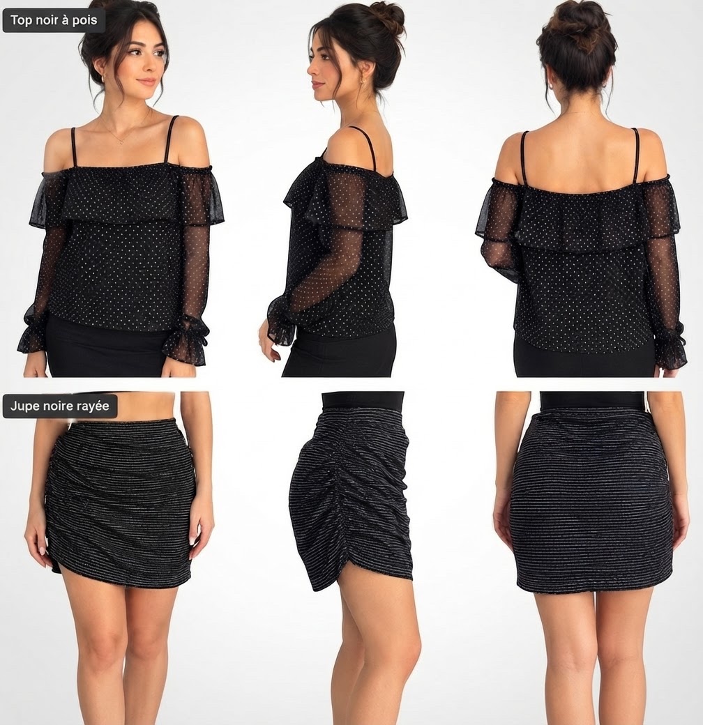 🖤 LOT 2 PIÈCES NOIRES – LOOK CHIC & TENDANCE ✨