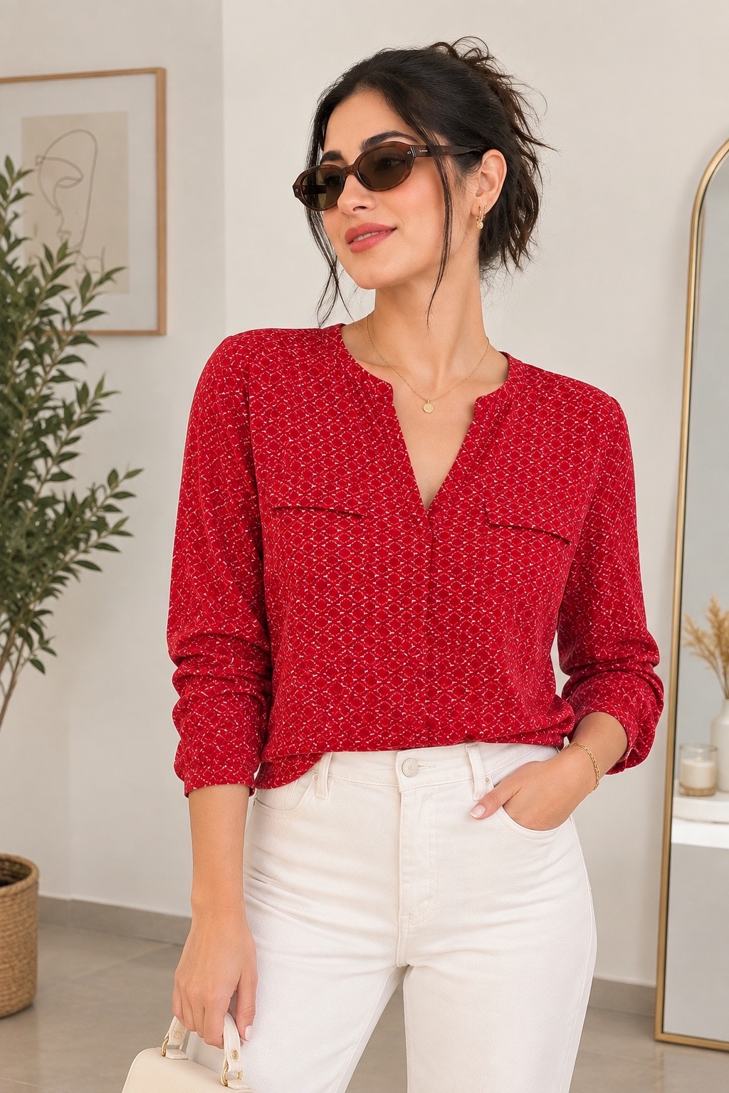 Chemise rouge Dalia chic et elegant ❤️