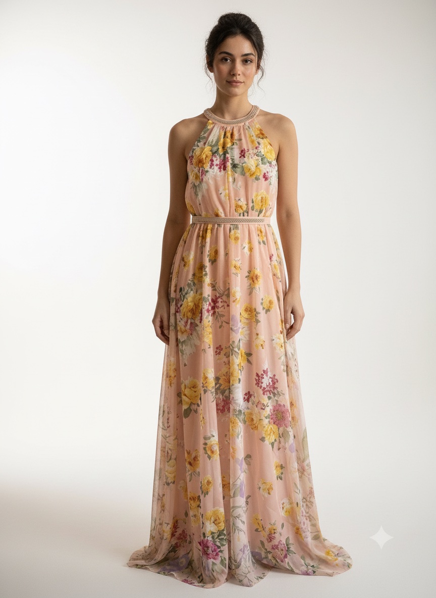 Robe longue fleurie élégante 