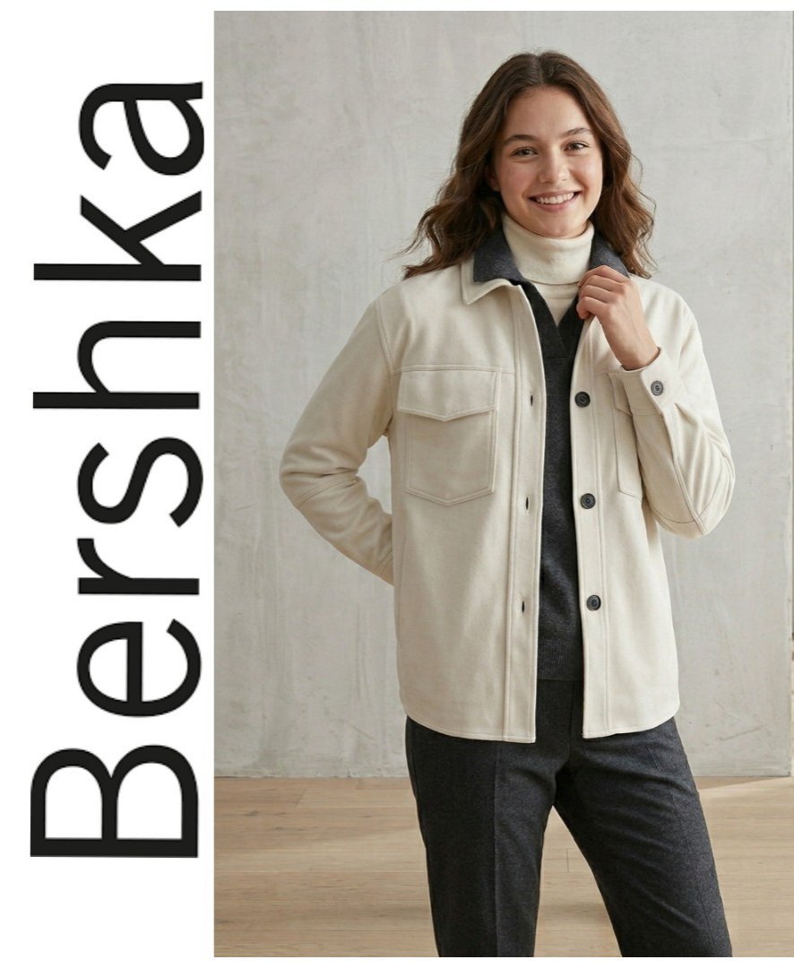Surchemise Bershka Effet Suede – Blanc / Taille S