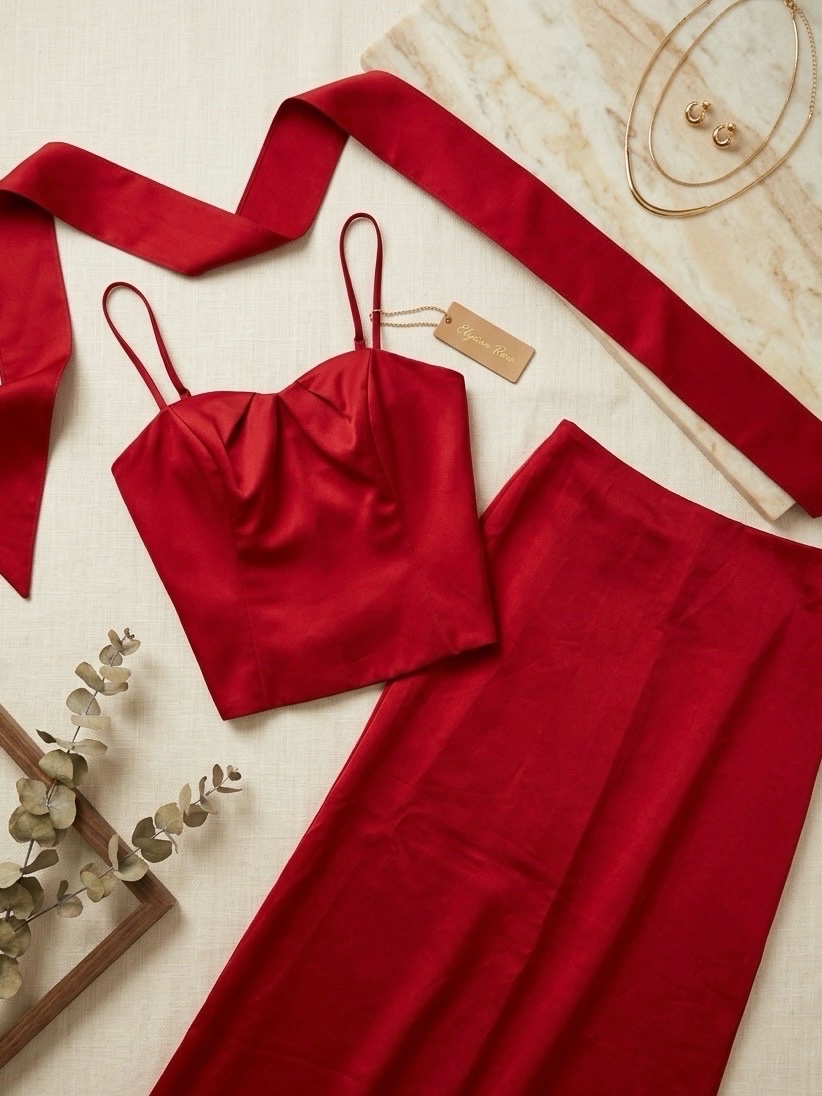 Red satin 3 piece set "David's bridal"