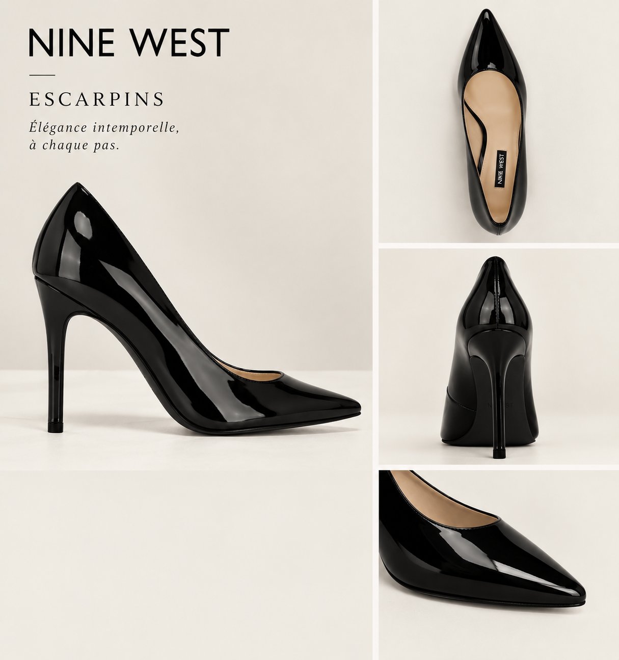 Escarpins à talons vernis noir (importés de US)