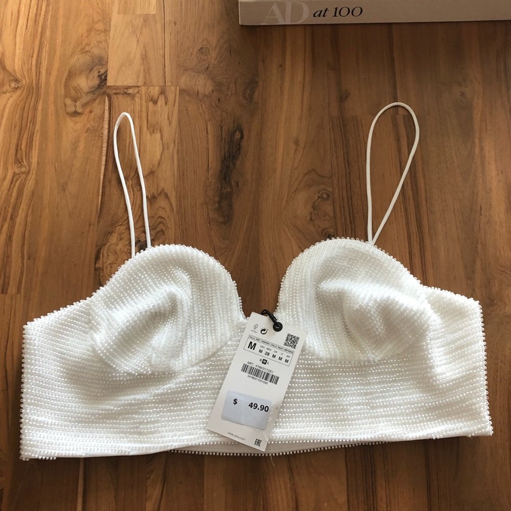 Top zara perlé