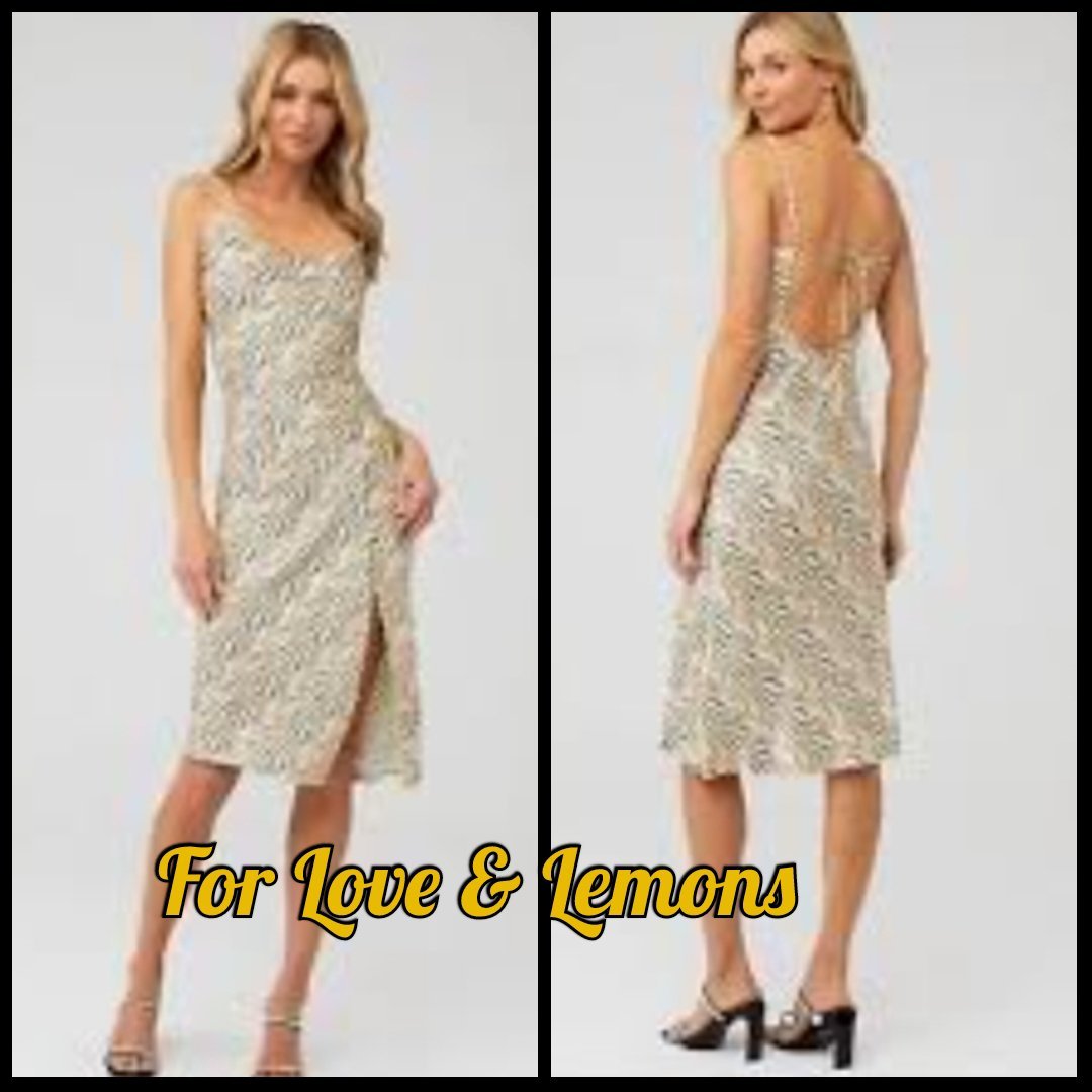 Midi dress JOSELYN mi-longue avec fonte boutonnée, tissu satiné en Viscose de la maeque américaine For Love & Lemons T36 jamais portée  💘 20% avec le code promo 