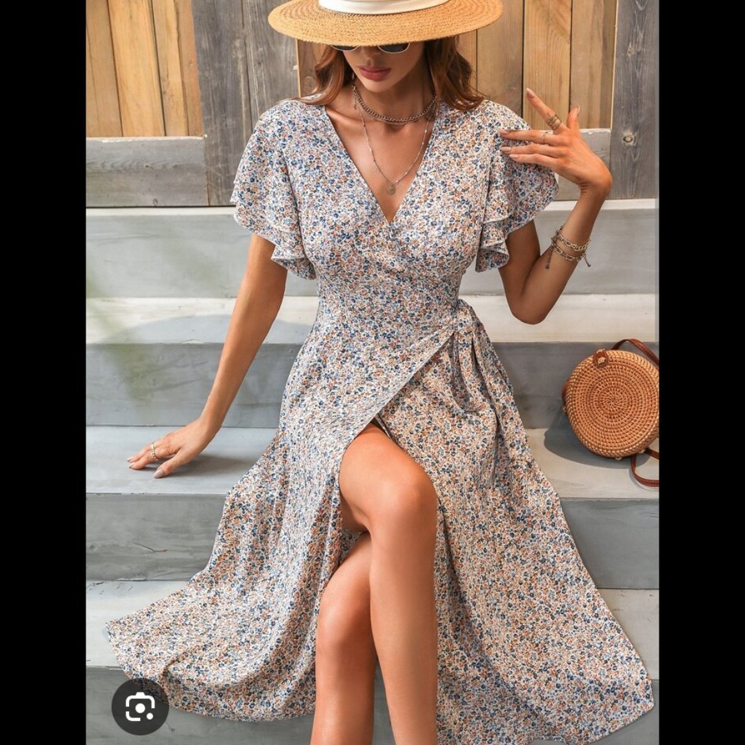 Jolie robe longue croisée 100% lin T34/36 neuve  💗 💕 prome sur les robe 20% de remise avec code