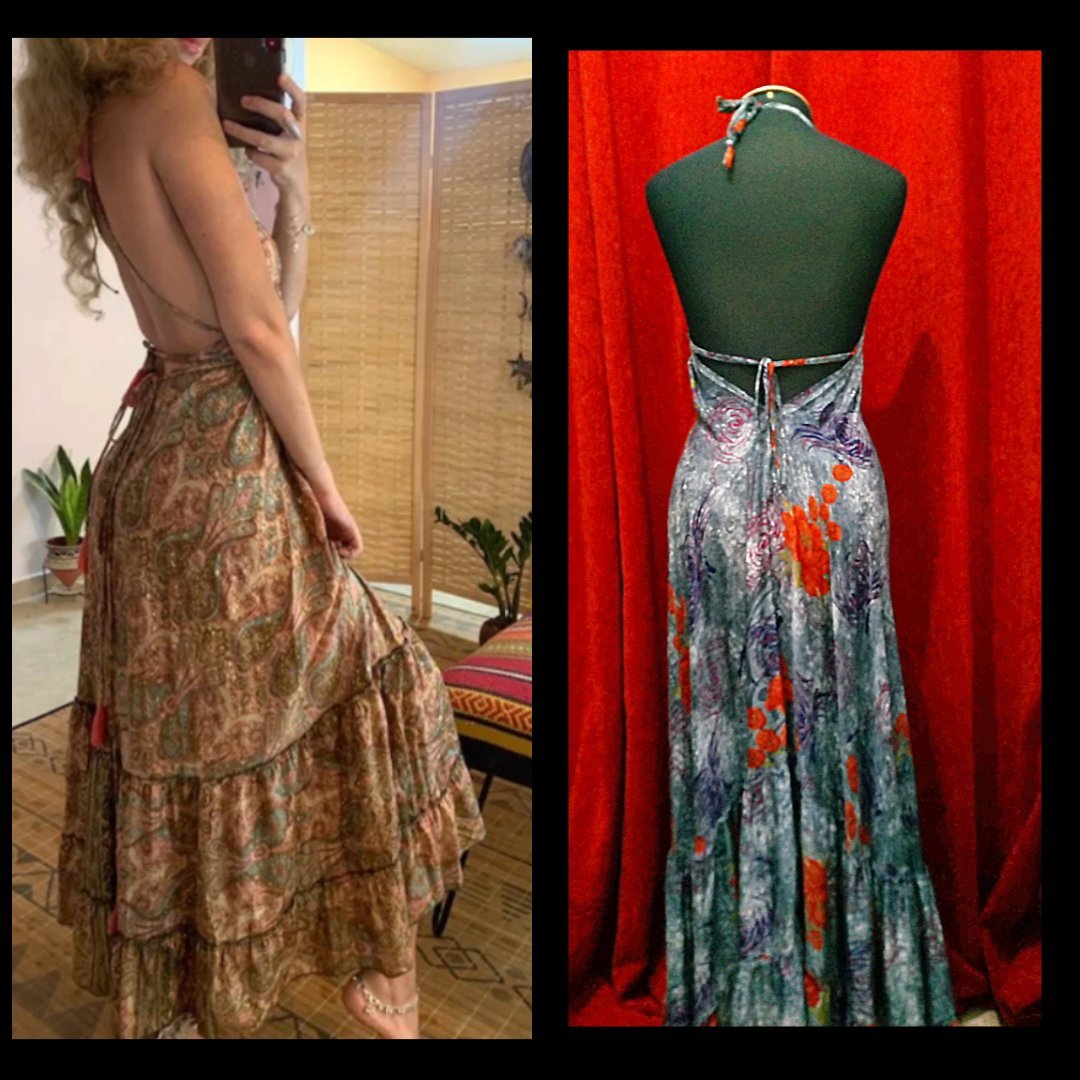 Sublime robe bohème 100% soie et viscose made in india taimle unique convient à 36 et 38 Neuve💕 20% de remise avec le code  