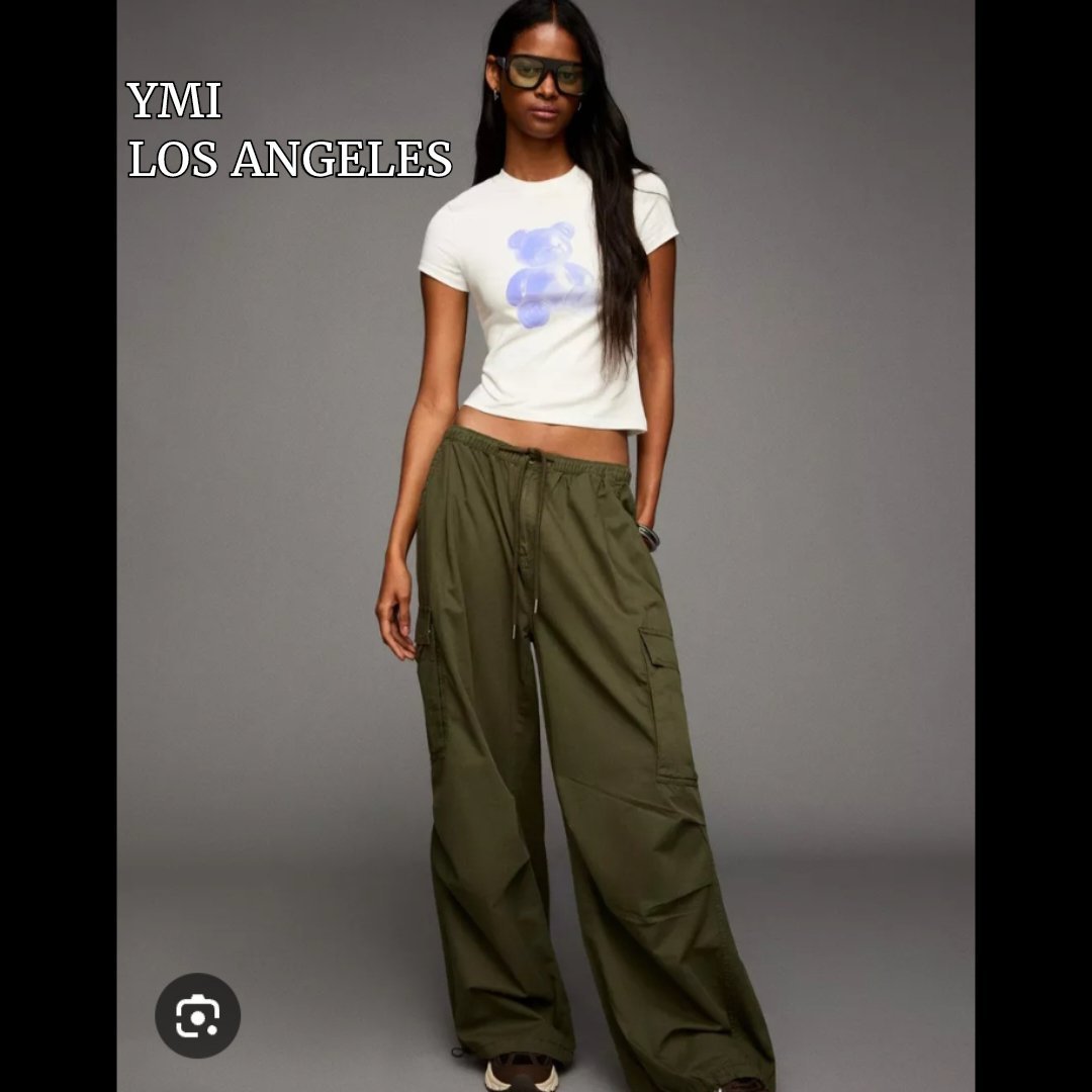 Pantalon cargo extra wide leg et taille haute 😍 tissu satiné fluide ❤️ YMI LOS ANGELES ♀️💖 taille M/L 
