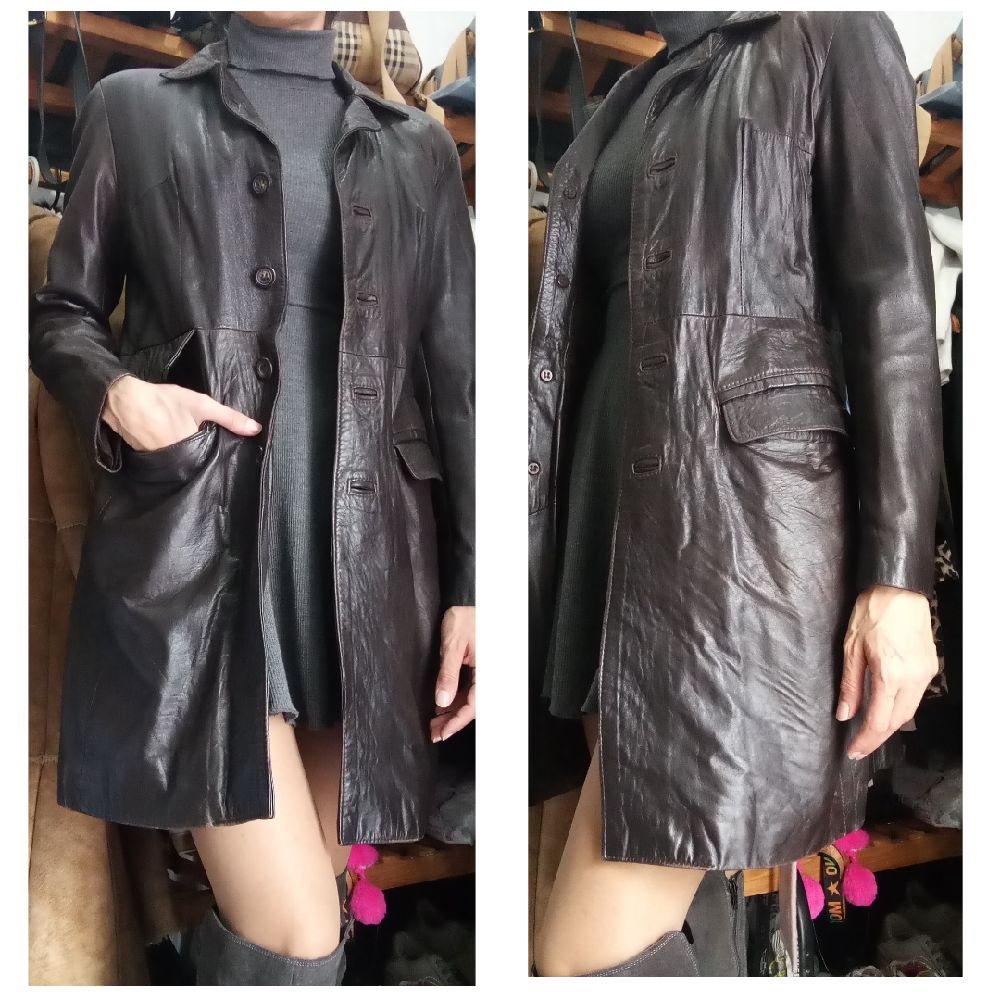 Joli manteau 100% cuir véritable marron glacé de la marque  FUTURA COLLEZIONE 🇮🇹 T38 