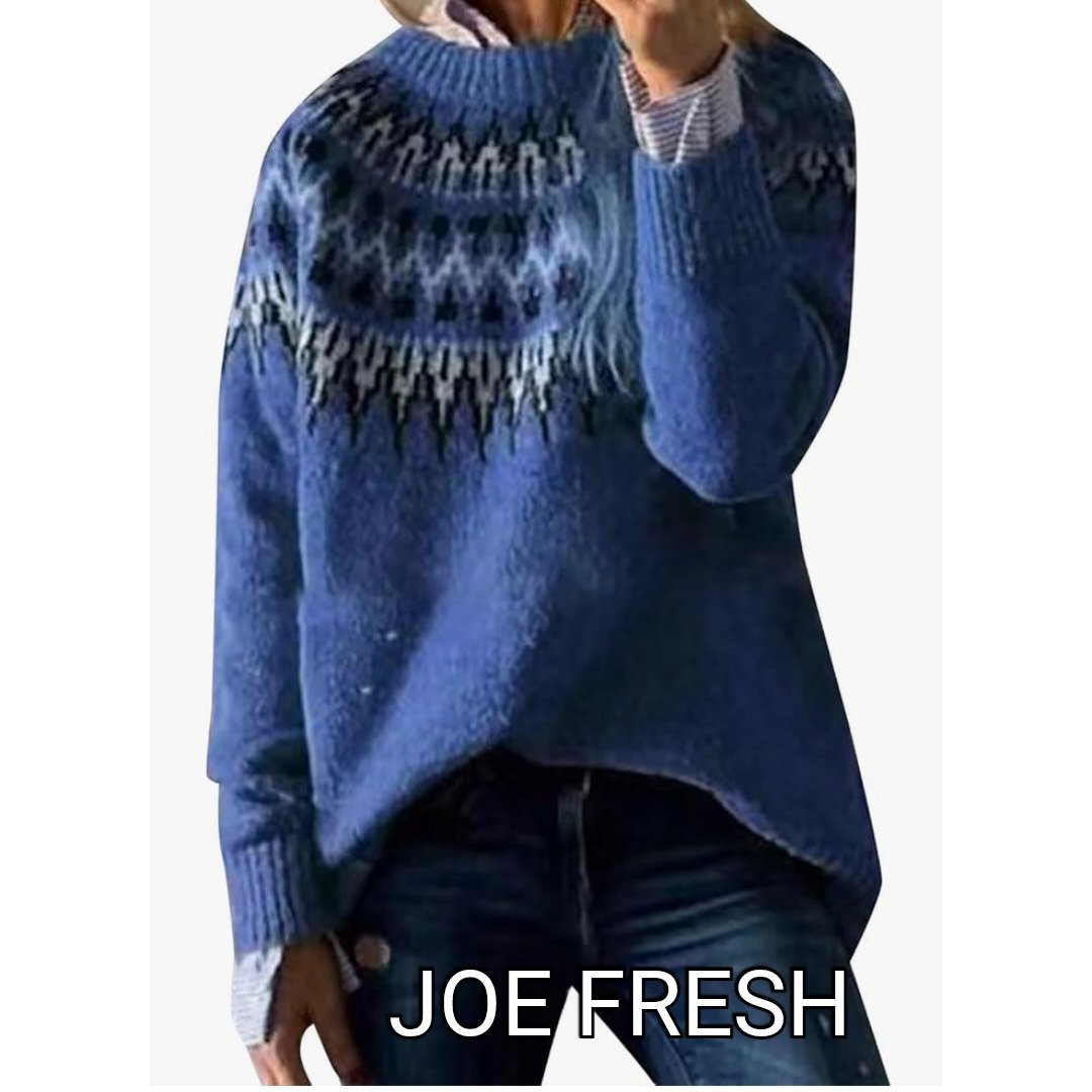 Joli pull long col rond large en laine 🩵 JOE FRESH T40 
