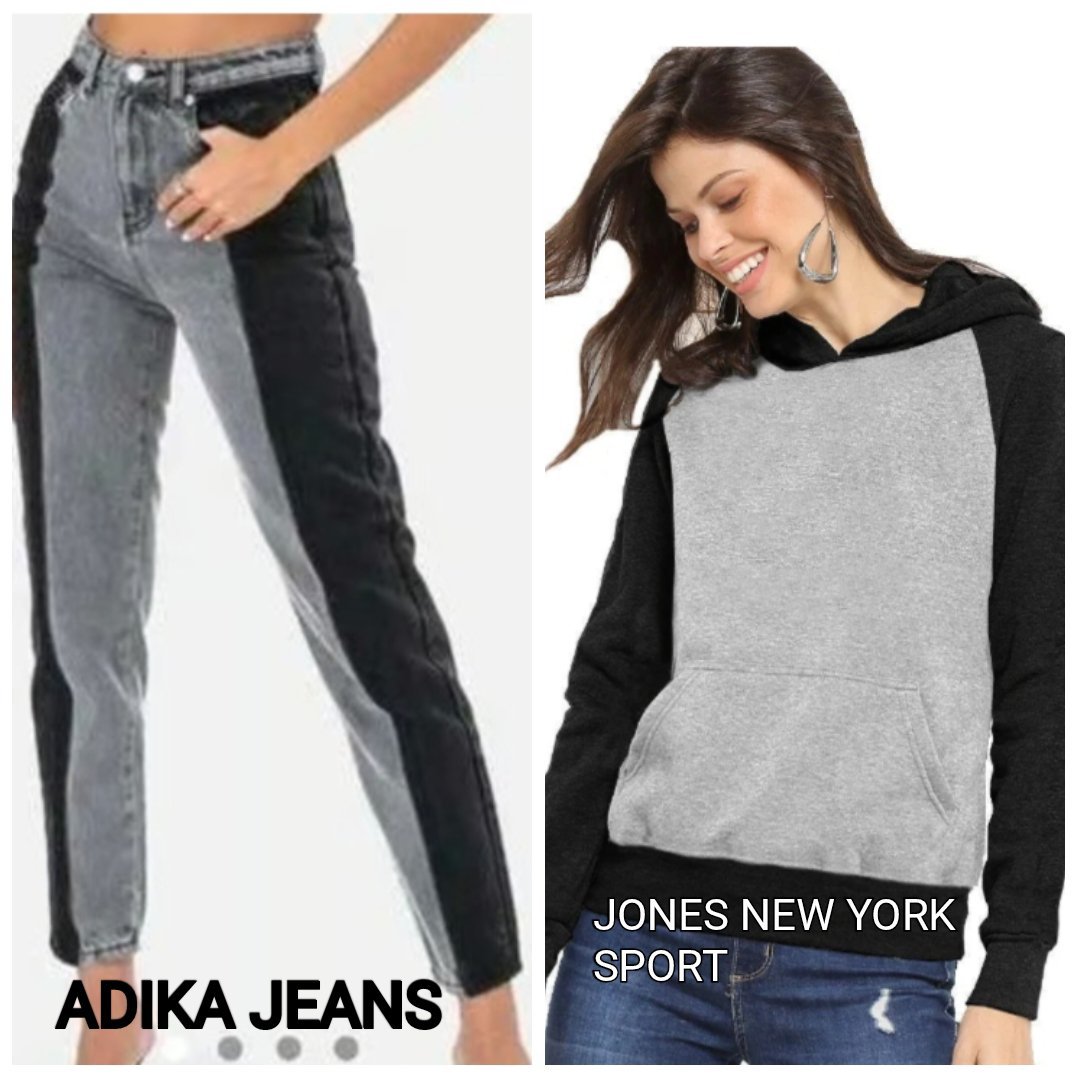 Jean taille haute ADIKA XS NEUF + pull à capuche en laine  JONES NEW YORK SPORT XS/S