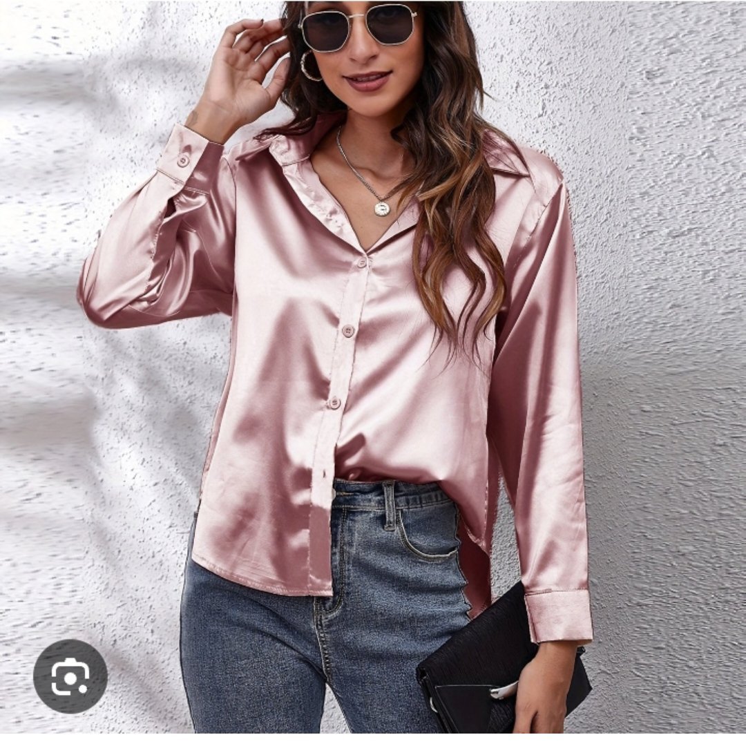 Jolie chemise oversize en satin de soie taille unique convient à 38/40/42 neuve 