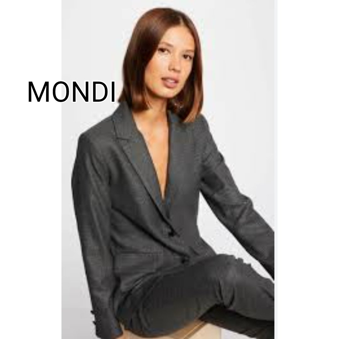 Long blazer 100% laine pure gris foncé de la marque MONDI 🇮🇹 T36 NEUVE 