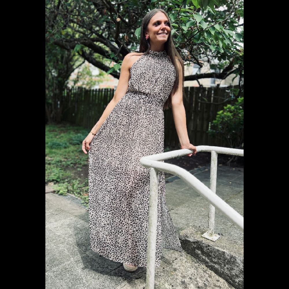Jolie robe midi longue tigrée 😍 hyper chic 😍 ARTIGLI 🇮🇹 T42 NEUVE 