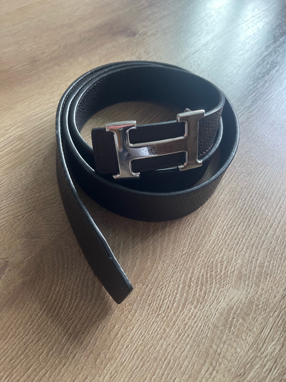 Ceinture Hermes double face noire/marron 