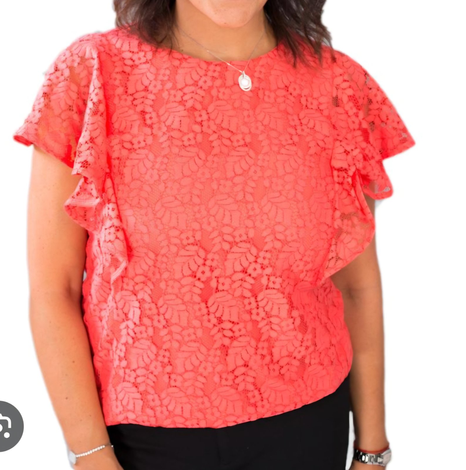 Top en guipure corail