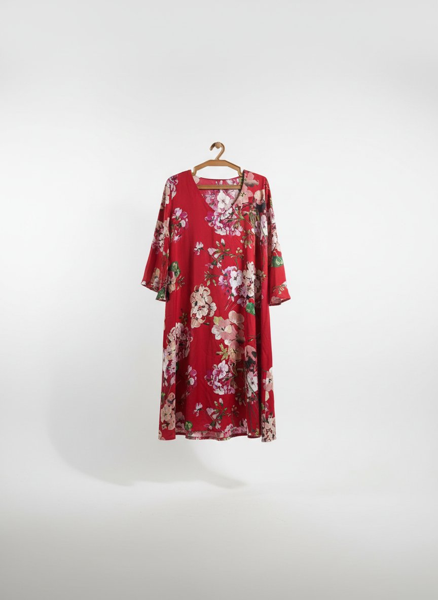 Robe rouge fleurie 