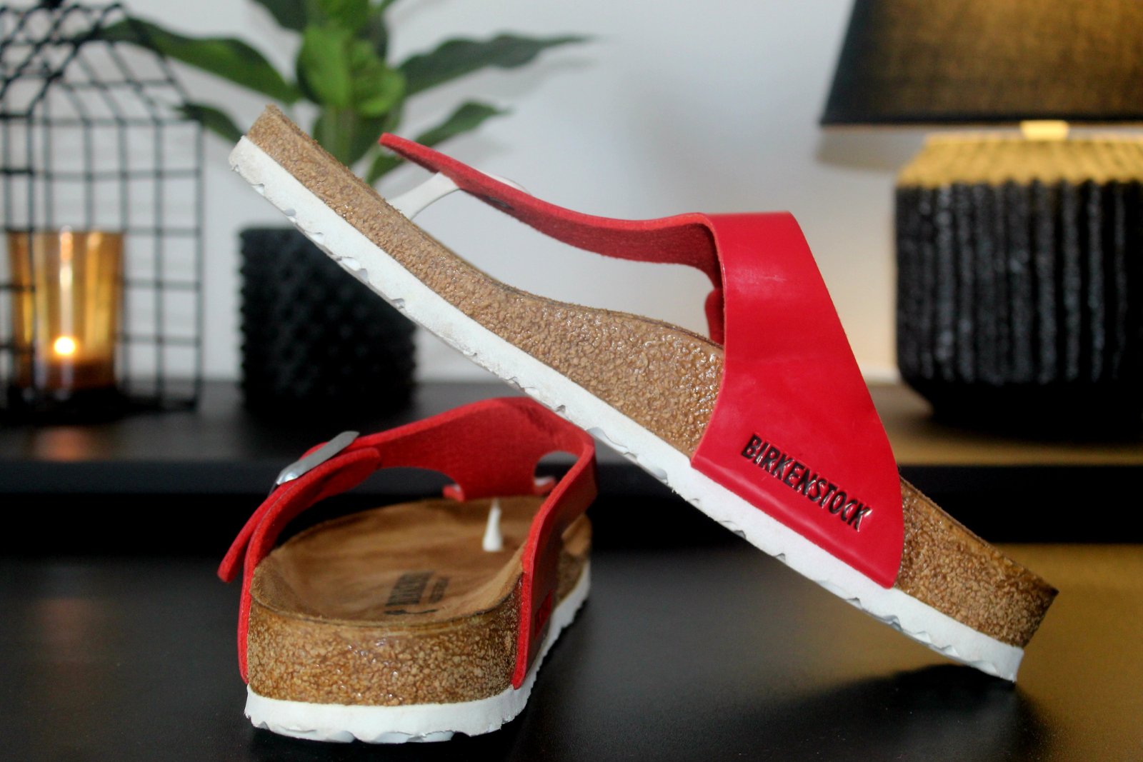 Mules Authentiques Birkenstock Gizeh Rouge (Femme p 41)