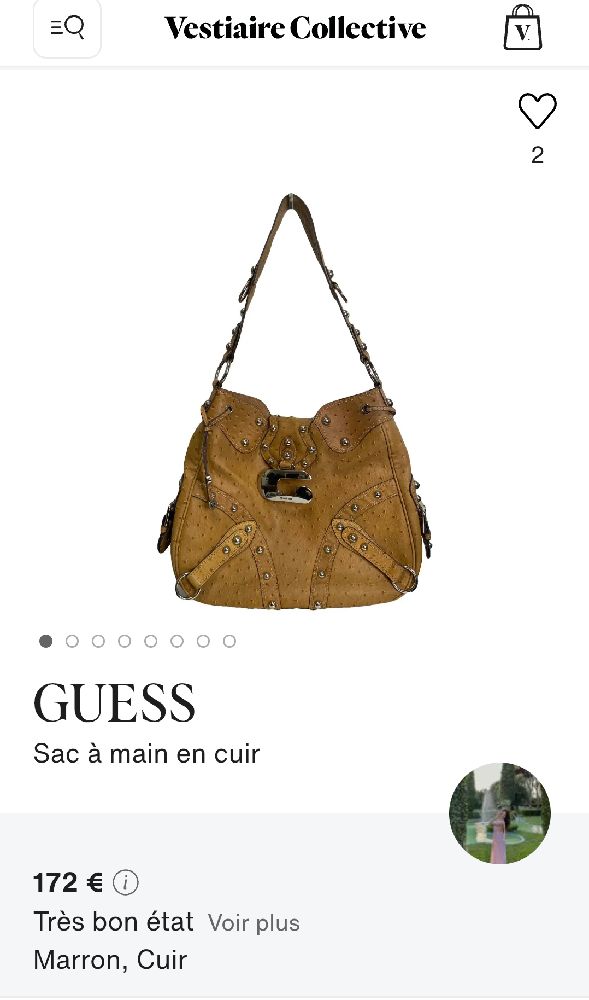 Sac marron en cuir Guess 