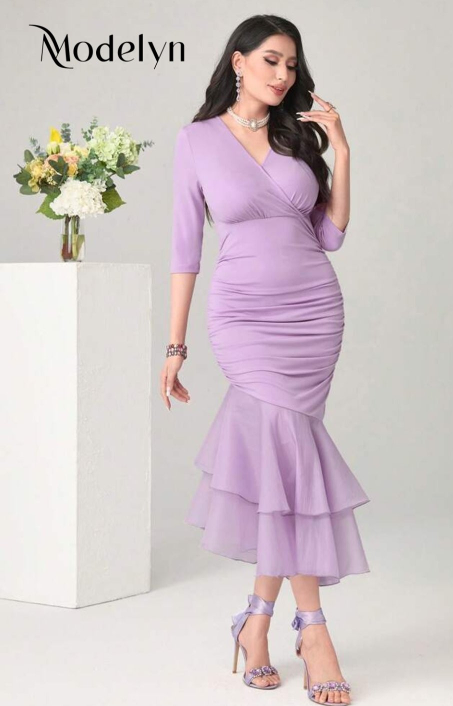 Robe à ruché à volants de shein