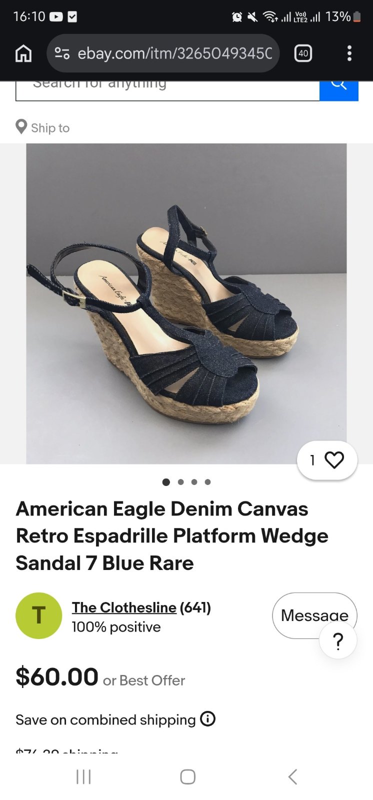Sandales compensé en denim 