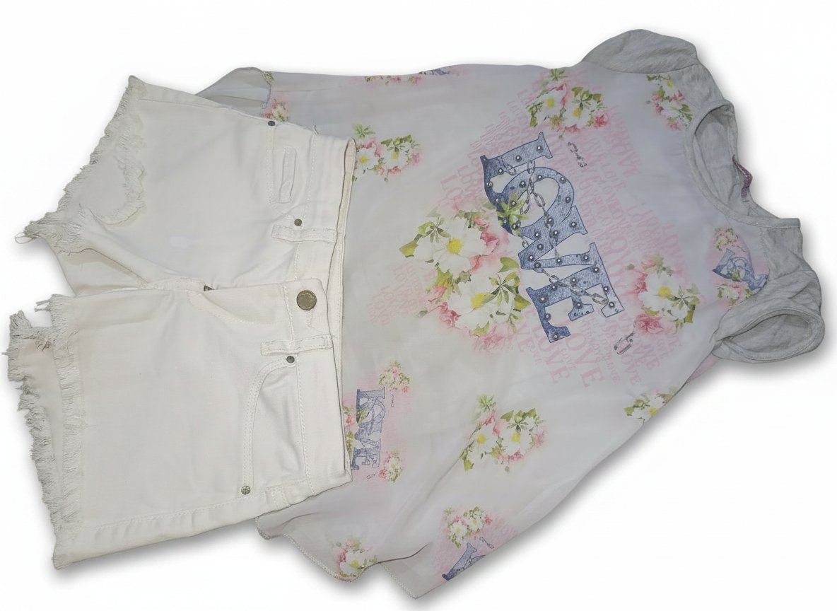 Pull love, short blanc 