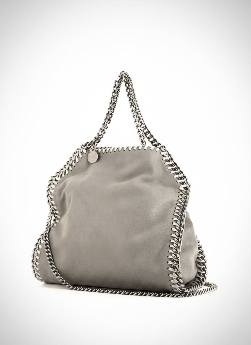 Sac à main cabas en daim gris clair modèle Stella McCartney 