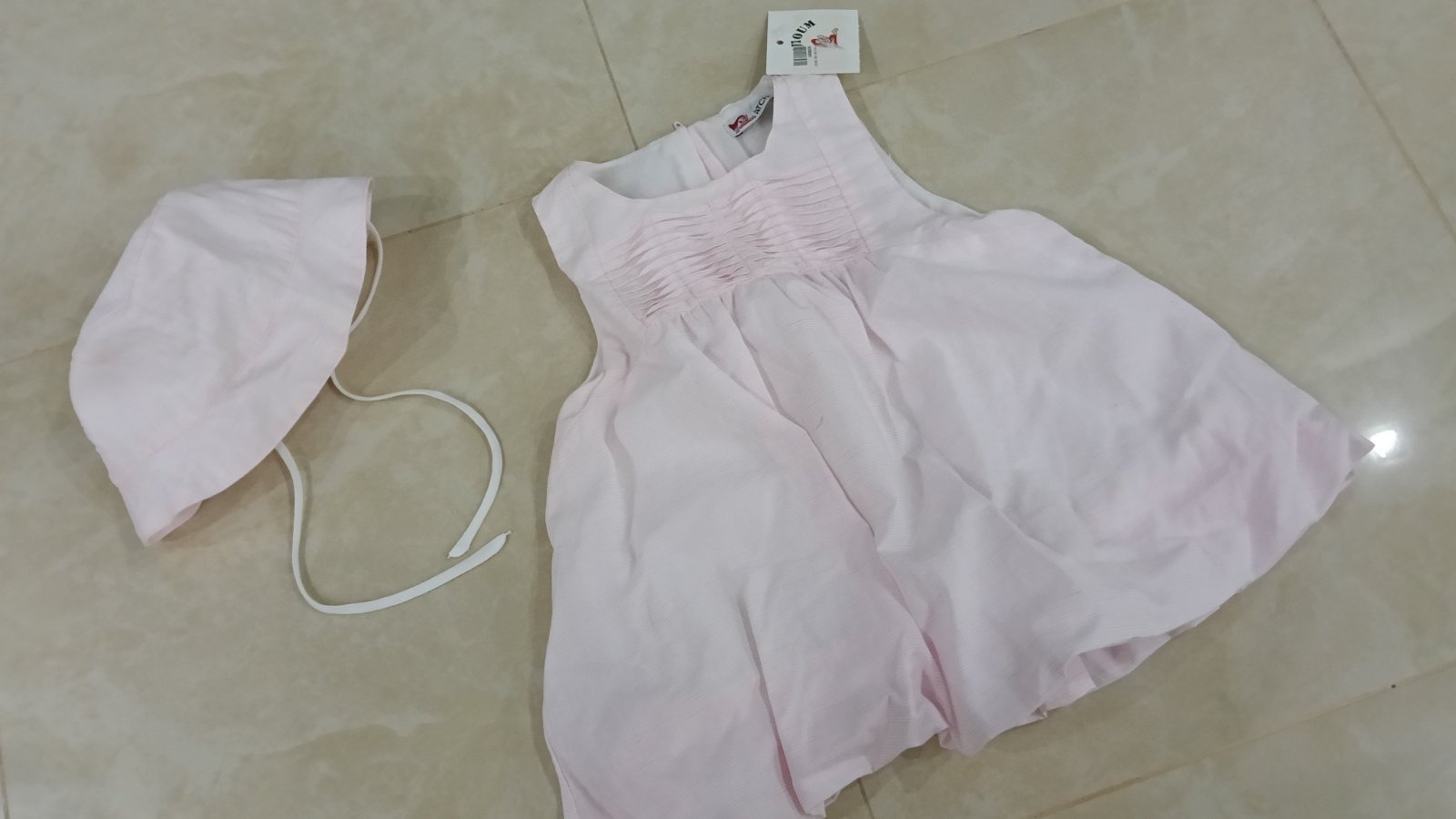 Tenue complète bébé fille 9/12 mois Atchoum Kids - Robe + Chapeau, neuve acec étiquette 