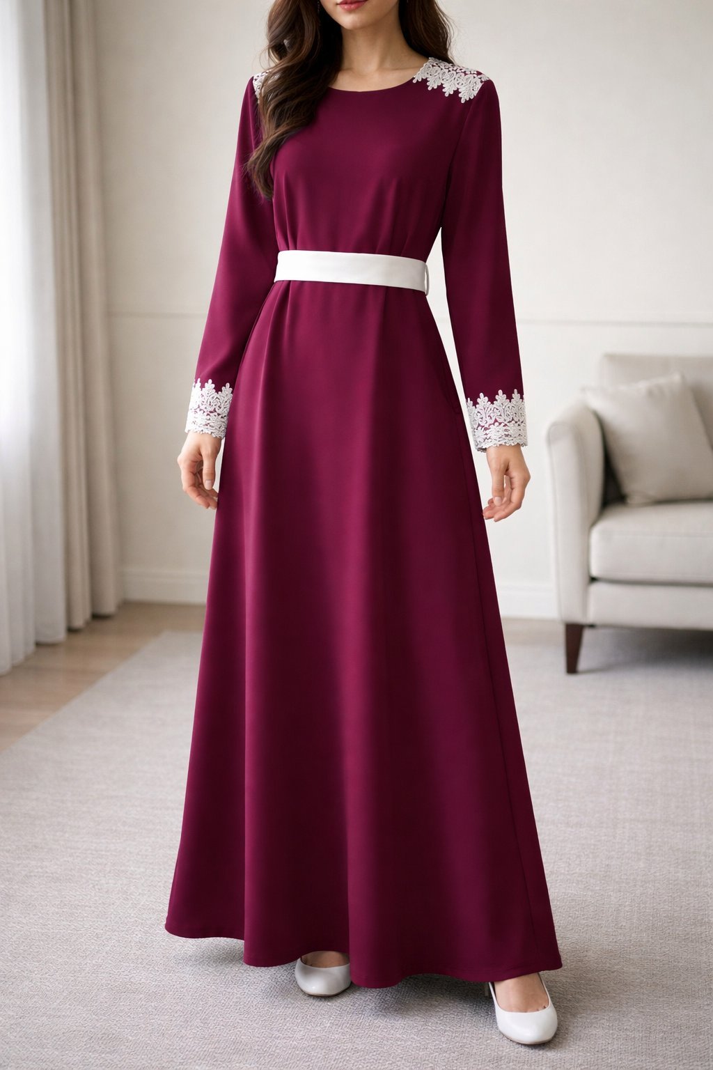 Robe en rouge bordeaux chic et élégante 