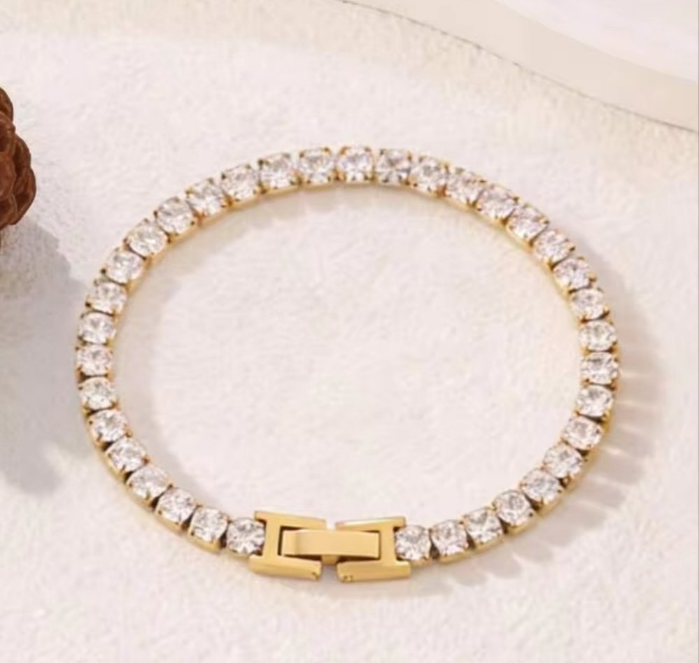Bracelet doré chaîne de tennis en cristal de zircon 