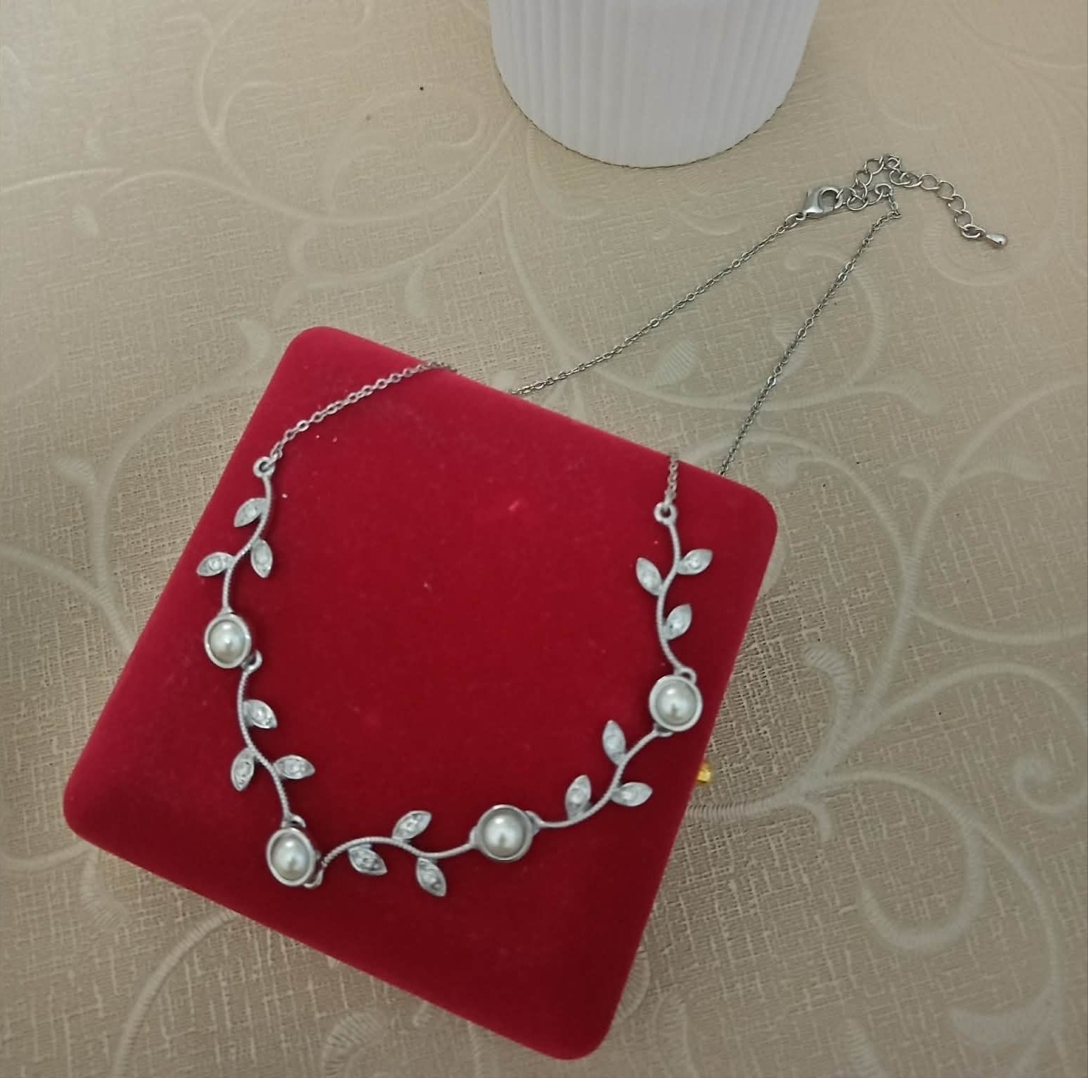 Collier argant perles et strass💖🥰