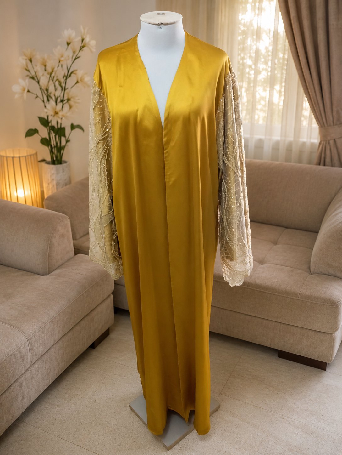Sublime Abaya jaune moutarde soirée 👗👗