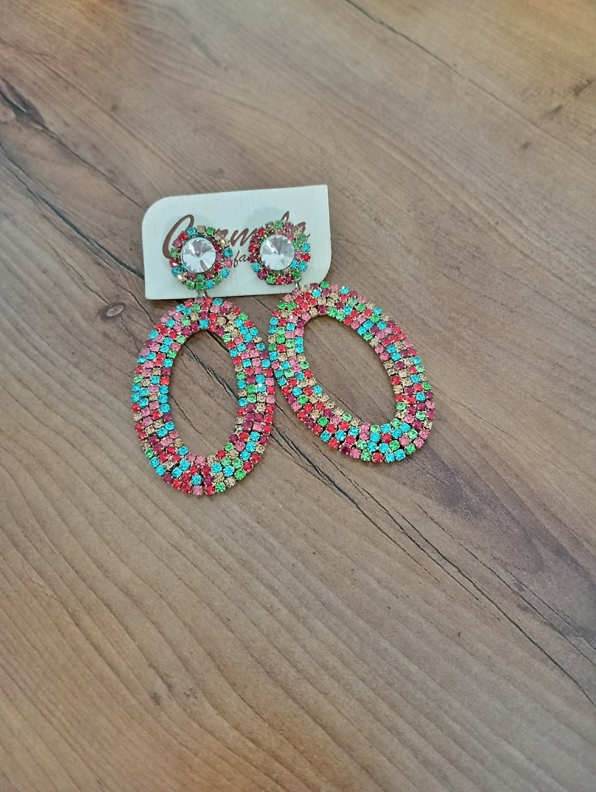 Chic boucles d'oreilles strass multicolore 