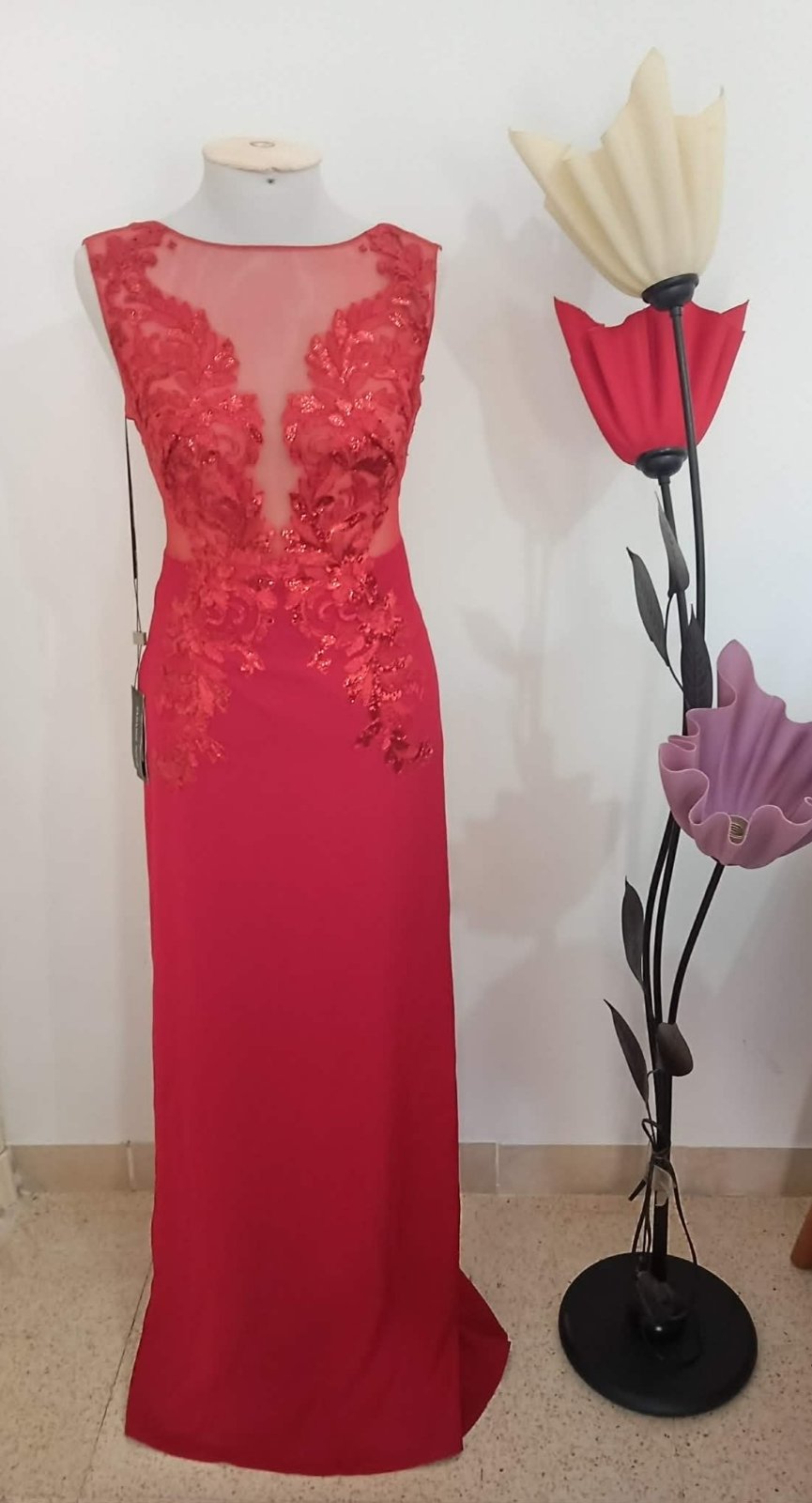 Très chic robe soirée👗 rouge ❤️avec cape démontable 