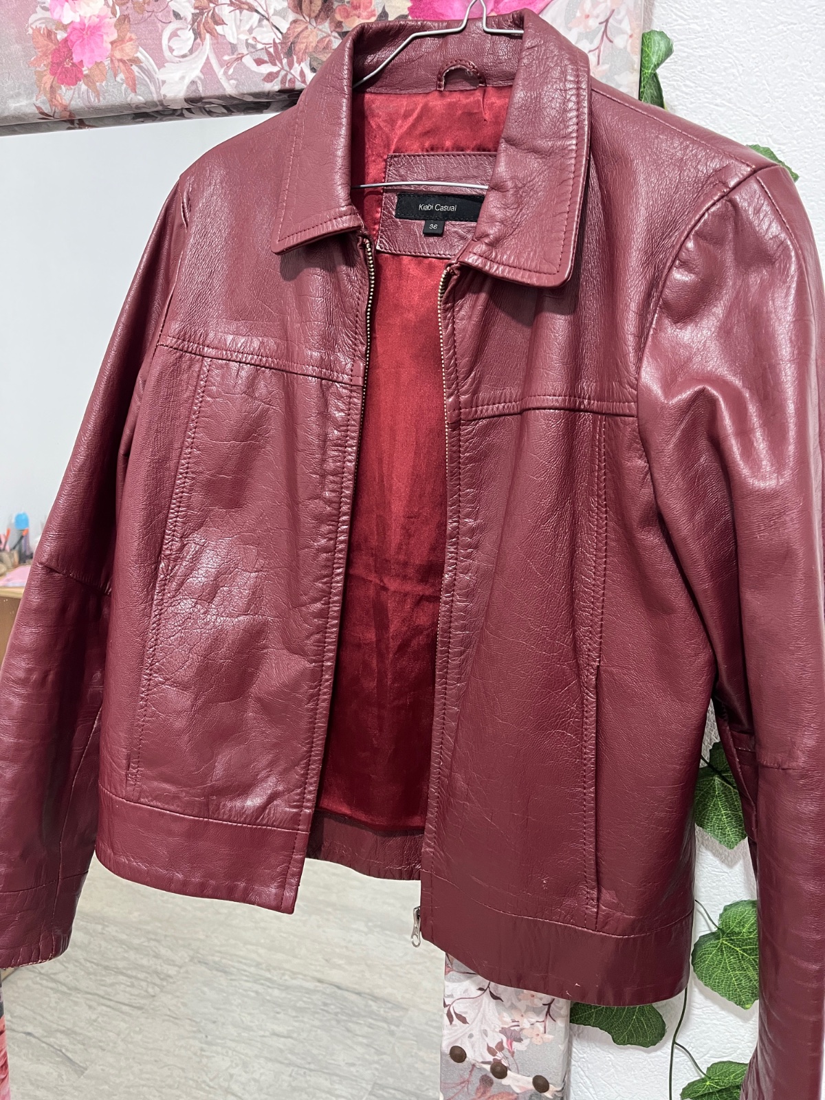 Veste en cuir Burgundy