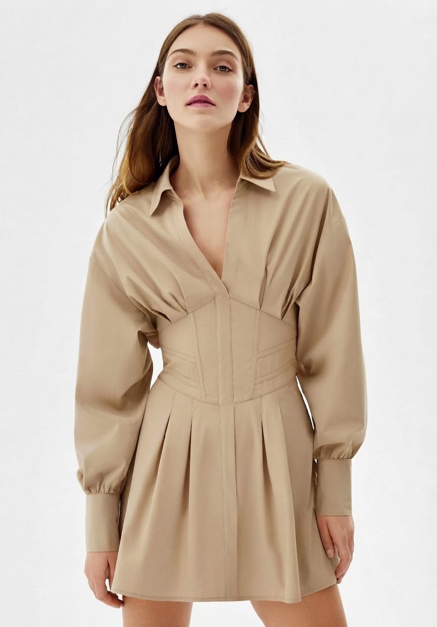 Robe chemise camel bershka