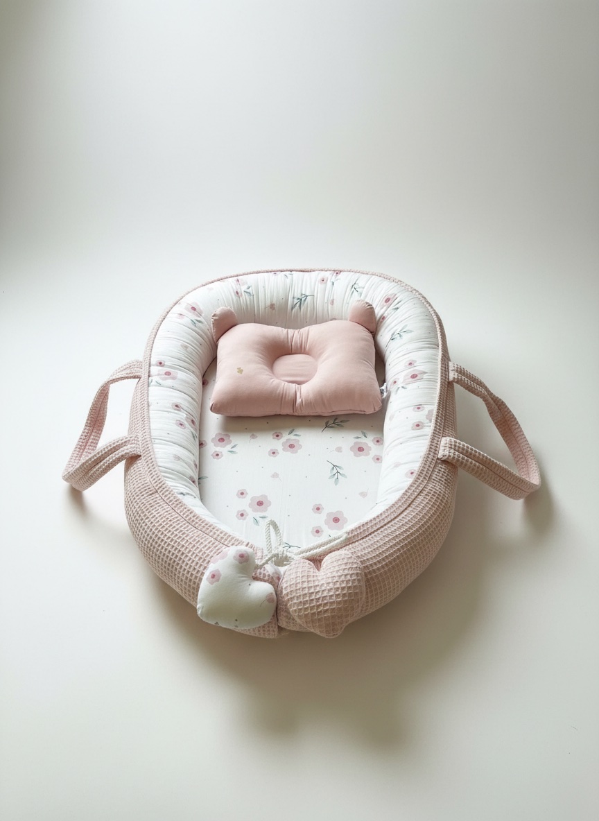 Cale bébé & coussin anti tête plate & drap pour fille