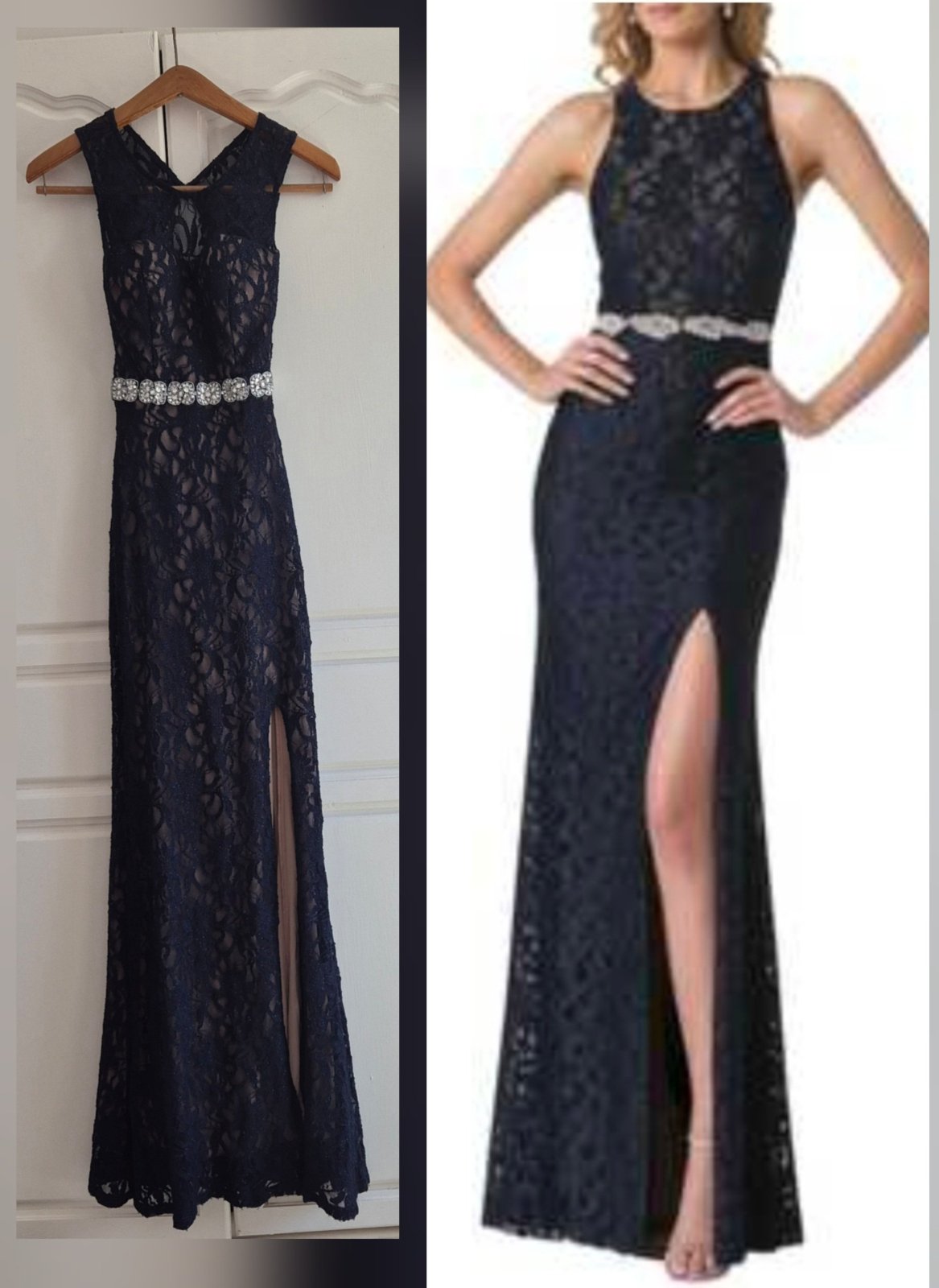 Mafnifique robe soireé longue dentelle avec doublure une belle fante trés sexy 